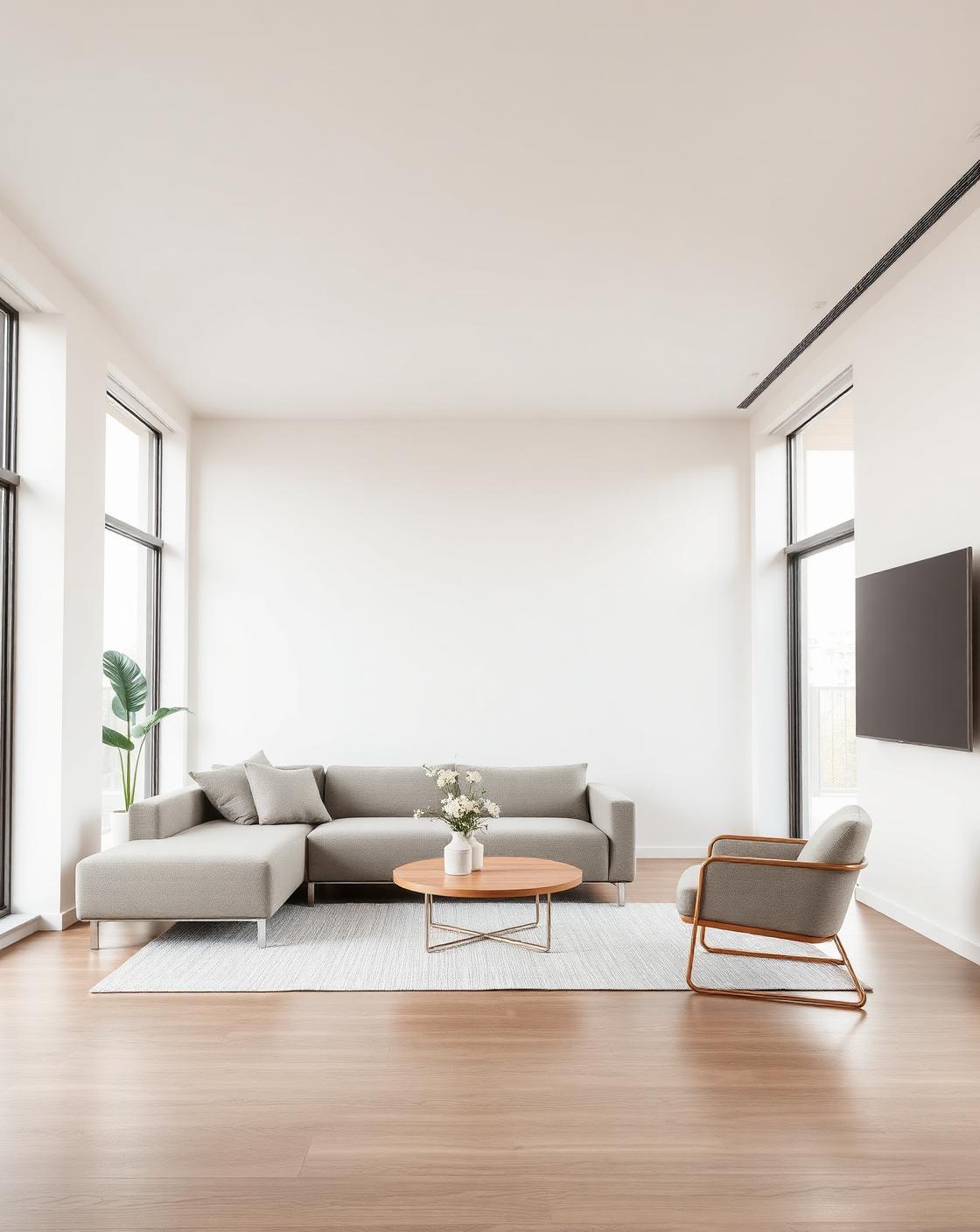 Sala de estar iluminada de apartamento gerido pela Stayze